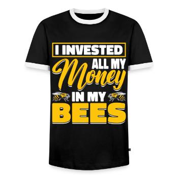 Beekeepers Bees Honey bees Beekeeping - Men's Ringer Shirt - black/white - Front - AI Model Female 172 light (172cm) & AI Model Male 178 light (178cm)