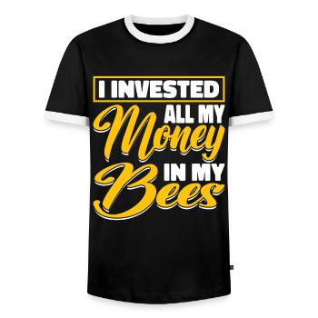 Beekeepers Bees Honey bees Beekeeping - Men's Ringer Shirt - black/white - Front - AI Model Female 172 light (172cm) & AI Model Male 178 light (178cm)