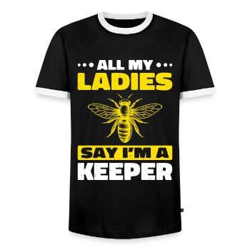 Apiculteurs Abeilles Abeilles mellifères Apiculture - T-shirt contrasté Homme - noir/blanc - Devant - AI Model Female 172 light (172cm) & AI Model Male 178 light (178cm)