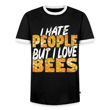 Apiculteurs Abeilles Abeilles mellifères Apiculture - T-shirt contrasté Homme - noir/blanc - Devant - AI Model Female 172 light (172cm) & AI Model Male 178 light (178cm)