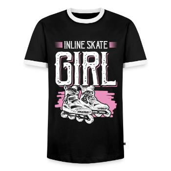 Skate Inline Girls - T-shirt contrasté Homme - noir/blanc - Devant - AI Model Female 172 light (172cm) & AI Model Male 178 light (178cm)