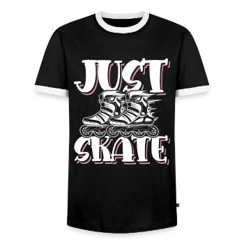skate skaten - Männer Kontrast-T-Shirt - Schwarz/Weiß - Vorne - AI Model Female 172 light (172cm) & AI Model Male 178 light (178cm)