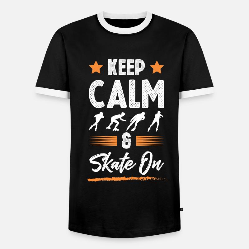 keep calm skate - Men's Ringer Shirt - black/white