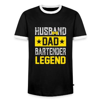 Waitress Bartender Waiter Server - Men's Ringer Shirt - black/white - Front - AI Model Female 172 light (172cm) & AI Model Male 178 light (178cm)