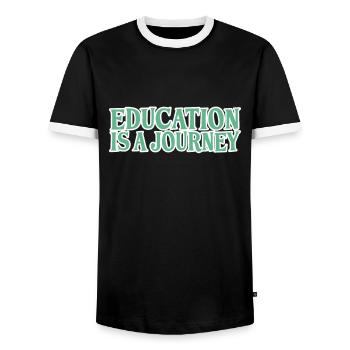 Training Learning Travel Saying - Men's Ringer Shirt - black/white - Front - AI Model Female 172 light (172cm) & AI Model Male 178 light (178cm)