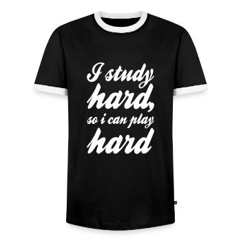 Studieren Spruch - Männer Kontrast-T-Shirt - Schwarz/Weiß - Vorne - AI Model Female 172 light (172cm) & AI Model Male 178 light (178cm)