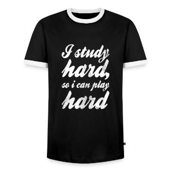 Studieren Spruch - Männer Kontrast-T-Shirt - Schwarz/Weiß - Vorne - AI Model Female 172 light (172cm) & AI Model Male 178 light (178cm)
