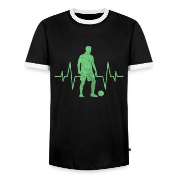 Fußball Herzschlag - Männer Kontrast-T-Shirt - Schwarz/Weiß - Vorne - AI Model Female 172 light (172cm) & AI Model Male 178 light (178cm)