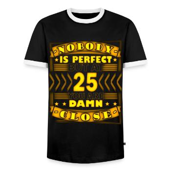 25th birthday 25 - Men's Ringer Shirt - black/white - Front - AI Model Female 172 light (172cm) & AI Model Male 178 light (178cm)