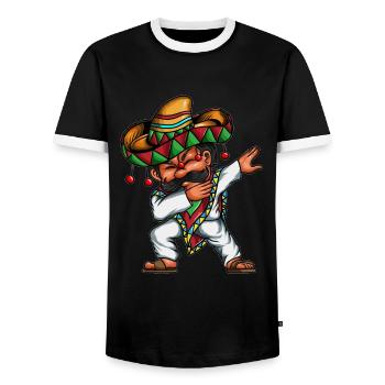 Dancing Mexican Mexico Dabbing Pocho Sobrero - Men's Ringer Shirt - black/white - Front - AI Model Female 172 light (172cm) & AI Model Male 178 light (178cm)