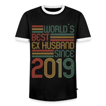 Worlds Bets Ex Husband since 2019 Divorce - Men's Ringer Shirt - black/white - Front - AI Model Female 172 light (172cm) & AI Model Male 178 light (178cm)