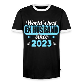 Worlds Bets Ex Husband since 2023 Divorce - Men's Ringer Shirt - black/white - Front - AI Model Female 172 light (172cm) & AI Model Male 178 light (178cm)