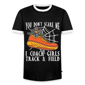Track And Field You Don't Scare Me Loves Sprinting - Men's Ringer Shirt - black/white - Front - AI Model Female 172 light (172cm) & AI Model Male 178 light (178cm)
