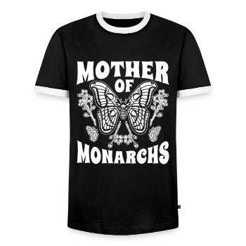 Amateur gardener garden butterflies in the garden - Men's Ringer Shirt - black/white - Front - AI Model Female 172 light (172cm) & AI Model Male 178 light (178cm)