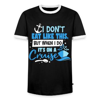It's On A Cruise - Men's Ringer Shirt - black/white - Front - AI Model Female 172 light (172cm) & AI Model Male 178 light (178cm)