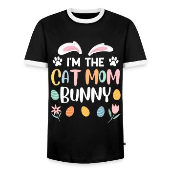 Cat Lovers Mama Bunny Easter Bunny Easter - Men's Ringer Shirt - black/white - Front - AI Model Female 172 light (172cm) & AI Model Male 178 light (178cm)