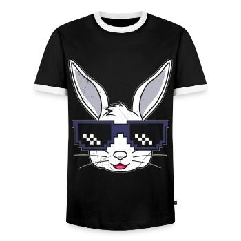 Hasengesicht Cooler Osterhase mit Brille - Männer Kontrast-T-Shirt - Schwarz/Weiß - Vorne - AI Model Female 172 light (172cm) & AI Model Male 178 light (178cm)