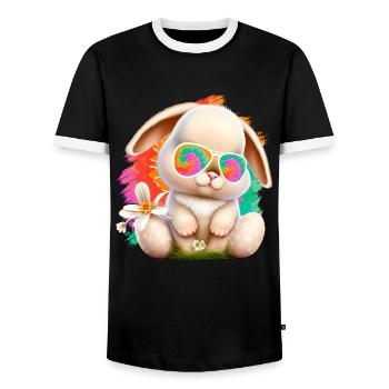 Osterhase mit Brille Cute Bunny bunte Hasen - Männer Kontrast-T-Shirt - Schwarz/Weiß - Vorne - AI Model Female 172 light (172cm) & AI Model Male 178 light (178cm)