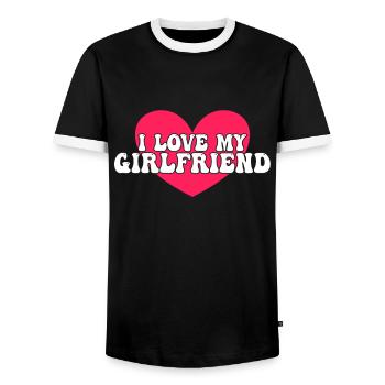 J’aime ma copine - T-shirt contrasté Homme - noir/blanc - Devant - AI Model Female 172 light (172cm) & AI Model Male 178 light (178cm)