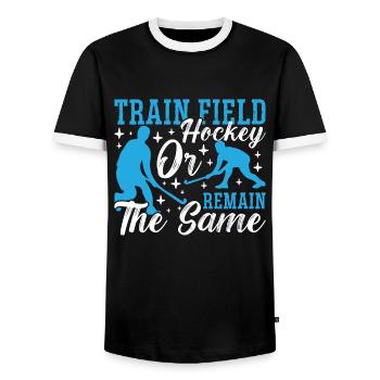 Field Hockey Train Field Hockey Insane Goalkeeper - Männer Kontrast-T-Shirt - Schwarz/Weiß - Vorne - AI Model Female 172 light (172cm) & AI Model Male 178 light (178cm)