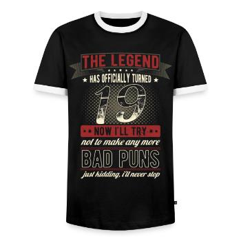 The legend officially 19 years 19th birthday - Men's Ringer Shirt - black/white - Front - AI Model Female 172 light (172cm) & AI Model Male 178 light (178cm)
