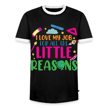 I Love My Job For All The Little Reasons - Men's Ringer Shirt - black/white - Front - AI Model Female 172 light (172cm) & AI Model Male 178 light (178cm)