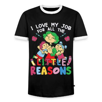 Ich liebe meinen Job aus all den kleinen Gründen - Männer Kontrast-T-Shirt - Schwarz/Weiß - Vorne - AI Model Female 172 light (172cm) & AI Model Male 178 light (178cm)