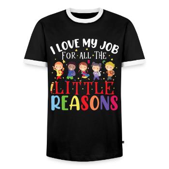 Back To School Teacher - Men's Ringer Shirt - black/white - Front - AI Model Female 172 light (172cm) & AI Model Male 178 light (178cm)