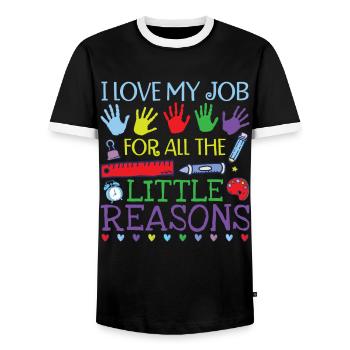 Cute Kindergarten Teacher - Men's Ringer Shirt - black/white - Front - AI Model Female 172 light (172cm) & AI Model Male 178 light (178cm)
