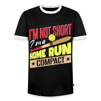 I'm A Home Run Compact Softball - Men's Ringer Shirt - black/white - Front - AI Model Female 172 light (172cm) & AI Model Male 178 light (178cm)