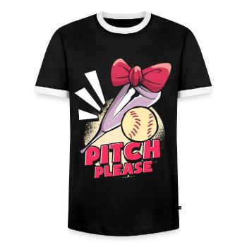 Softball Funny - Men's Ringer Shirt - black/white - Front - AI Model Female 172 light (172cm) & AI Model Male 178 light (178cm)