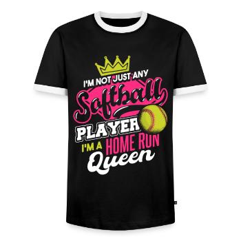 I'm A Home Run Queen - Men's Ringer Shirt - black/white - Front - AI Model Female 172 light (172cm) & AI Model Male 178 light (178cm)