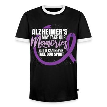 La maladie d’Alzheimer peut prendre nos souvenirs - T-shirt contrasté Homme - noir/blanc - Devant - AI Model Female 172 light (172cm) & AI Model Male 178 light (178cm)