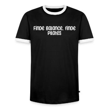 Pilates - Finde Balance, finde Pilates - Männer Kontrast-T-Shirt - Schwarz/Weiß - Vorne - AI Model Female 172 light (172cm) & AI Model Male 178 light (178cm)