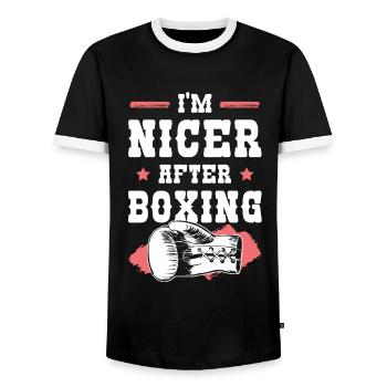 boxer boxen - Männer Kontrast-T-Shirt - Schwarz/Weiß - Vorne - AI Model Female 172 light (172cm) & AI Model Male 178 light (178cm)