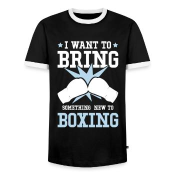 Boxing Boxes - Men's Ringer Shirt - black/white - Front - AI Model Female 172 light (172cm) & AI Model Male 178 light (178cm)