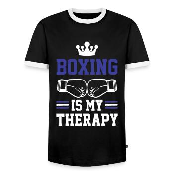 Boxing Therapy - Men's Ringer Shirt - black/white - Front - AI Model Female 172 light (172cm) & AI Model Male 178 light (178cm)
