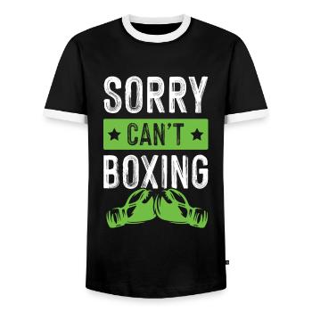 Boxing funny saying - Men's Ringer Shirt - black/white - Front - AI Model Female 172 light (172cm) & AI Model Male 178 light (178cm)