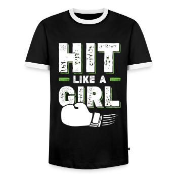 Boxer Girl - T-shirt contrasté Homme - noir/blanc - Devant - AI Model Female 172 light (172cm) & AI Model Male 178 light (178cm)