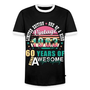 Awesome Since 1963 Birthday 1963 Vintage 1963 - Men's Ringer Shirt - black/white - Front - AI Model Female 172 light (172cm) & AI Model Male 178 light (178cm)