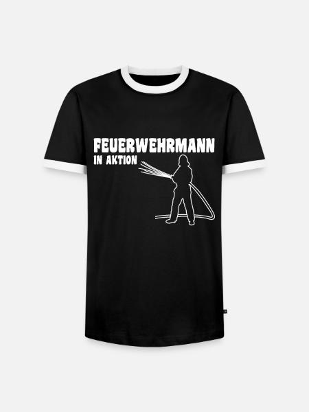 Feuerwehrmann in Aktion - Männer Kontrast-T-Shirt - Schwarz/Weiß
