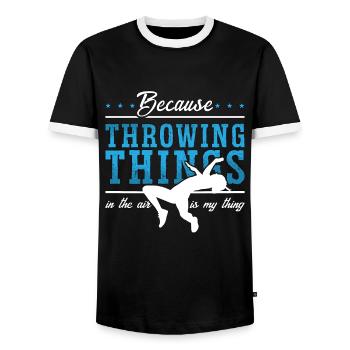 Track And Field Because Throwing Things Sprinting - Männer Kontrast-T-Shirt - Schwarz/Weiß - Vorne - AI Model Female 172 light (172cm) & AI Model Male 178 light (178cm)