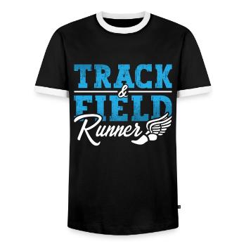 Un coureur d’athlétisme adore le triathlon sprint - T-shirt contrasté Homme - noir/blanc - Devant - AI Model Female 172 light (172cm) & AI Model Male 178 light (178cm)