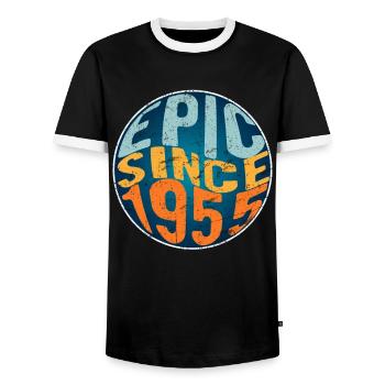 Épique depuis 1955 - T-shirt contrasté Homme - noir/blanc - Devant - AI Model Female 172 light (172cm) & AI Model Male 178 light (178cm)