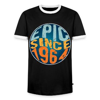 Epic since 1964 - Men's Ringer Shirt - black/white - Front - AI Model Female 172 light (172cm) & AI Model Male 178 light (178cm)