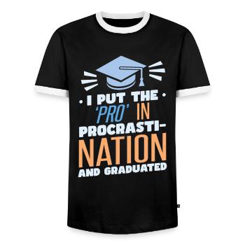 Graduation Funny - Men's Ringer Shirt - black/white - Front - AI Model Female 172 light (172cm) & AI Model Male 178 light (178cm)