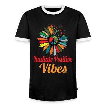 Hippie Peace Sign Peace Flowers Flower Child - T-shirt contrasté Homme - noir/blanc - Devant - AI Model Female 172 light (172cm) & AI Model Male 178 light (178cm)
