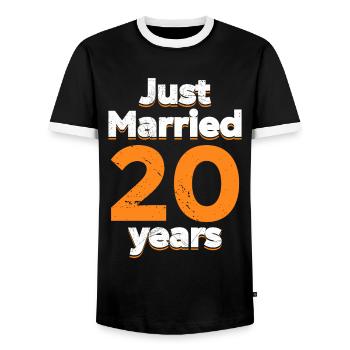 Just Married 20 Years 20th Wedding Anniversary - Men's Ringer Shirt - black/white - Front - AI Model Female 172 light (172cm) & AI Model Male 178 light (178cm)