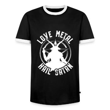 Cadeaux de satanisme | Satan Pentagramme sataniste - T-shirt contrasté Homme - noir/blanc - Devant - AI Model Female 172 light (172cm) & AI Model Male 178 light (178cm)