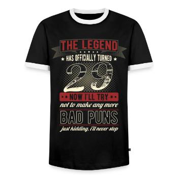 The legend officially 29 years 29th birthday - Men's Ringer Shirt - black/white - Front - AI Model Female 172 light (172cm) & AI Model Male 178 light (178cm)